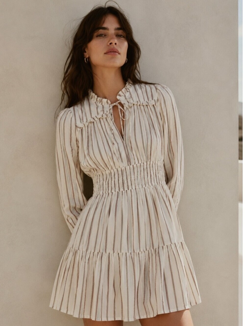 Ulla Johnson Rosalind Striped Cotton and Lurex Smocked Mini Dress